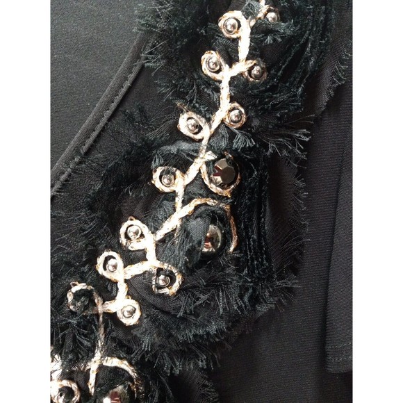 Nic & Dom 2X Black Swing Dress Embroidered Ribbon Metallic Jeweled Look Studs - Picture 4 of 8